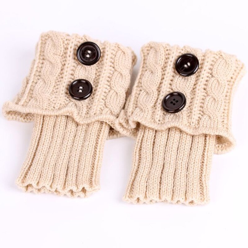 double bouton câble tricoté botte manchette courte jambières femmes bottes chaussettes tricoté torsion bottes accessoires: beige