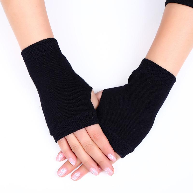 Rose Gedruckt Dame Strass Finger Handschuhe Frauen Männer Funkelnden Gestrickte Schwarz Wolle Halb Finger Computer Handschuhe Warme Handschuhe: B-1