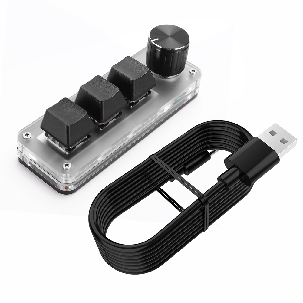 3 klawisze 1 pokrętło/4 klawisze Mini mechaniczna klawiatura BT RGB przewodowa USB mechaniczna Macropad czerwone przełączniki dla graczy/projektów/dyдаownika wideo