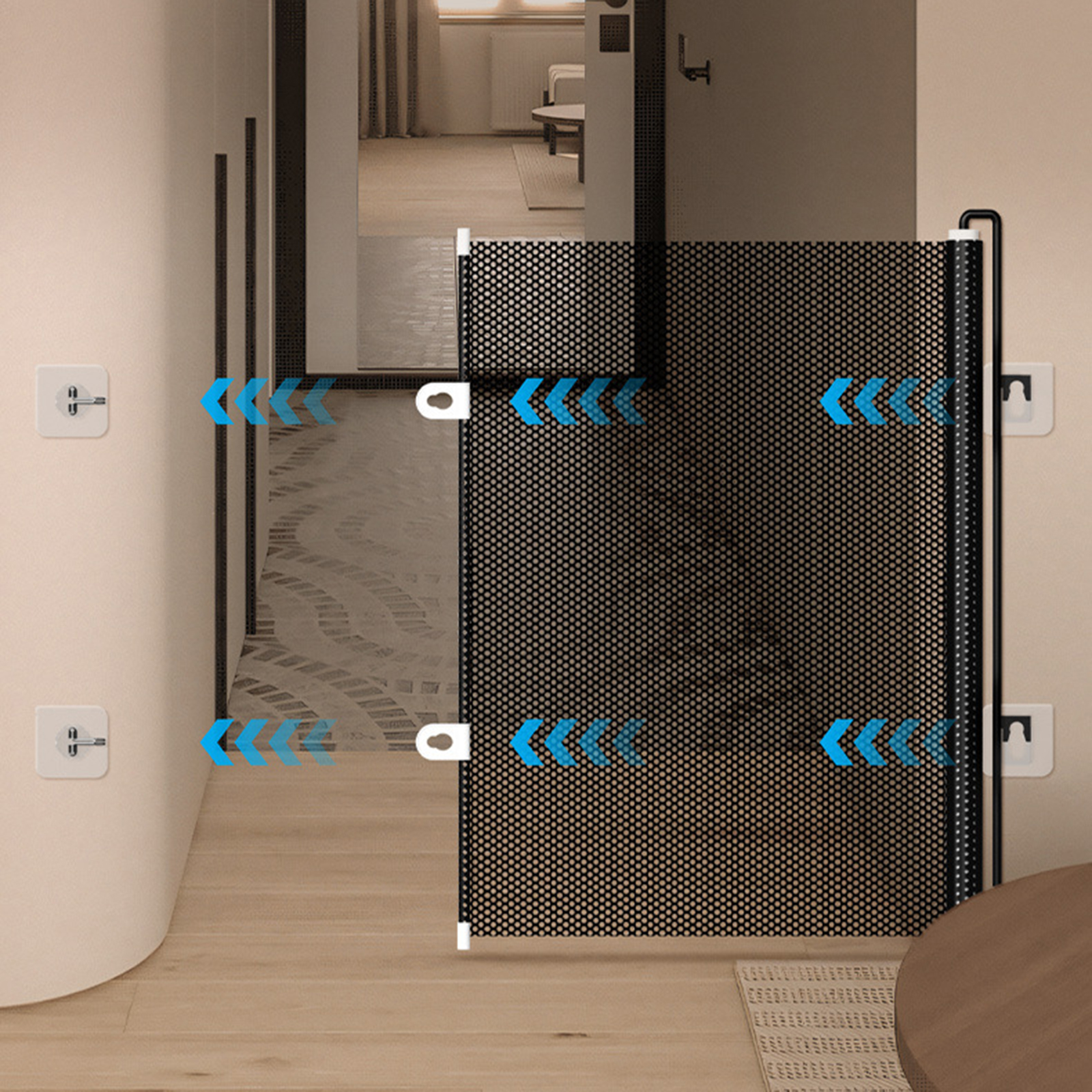 Enkel montering av pvc-grind for mamma, tilbehør til terrassetrapper, veranda, uttrekkbart hundegjerde for innendørs og utendørs bruk