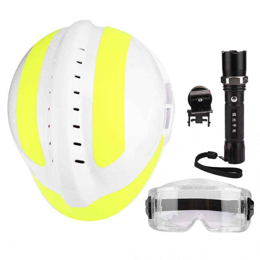 Emergency Rescue Safety Helmets Anti-Impact Fire Fighter Protective Hard Hat with Headlamp &Goggles Safety Helmets Workplace
