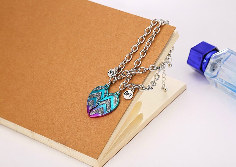 Glitter Chevron Bff Hart Armbanden Beste Vriend Vriendschap Armband voor Meisjes Set van 2 BFF armbanden