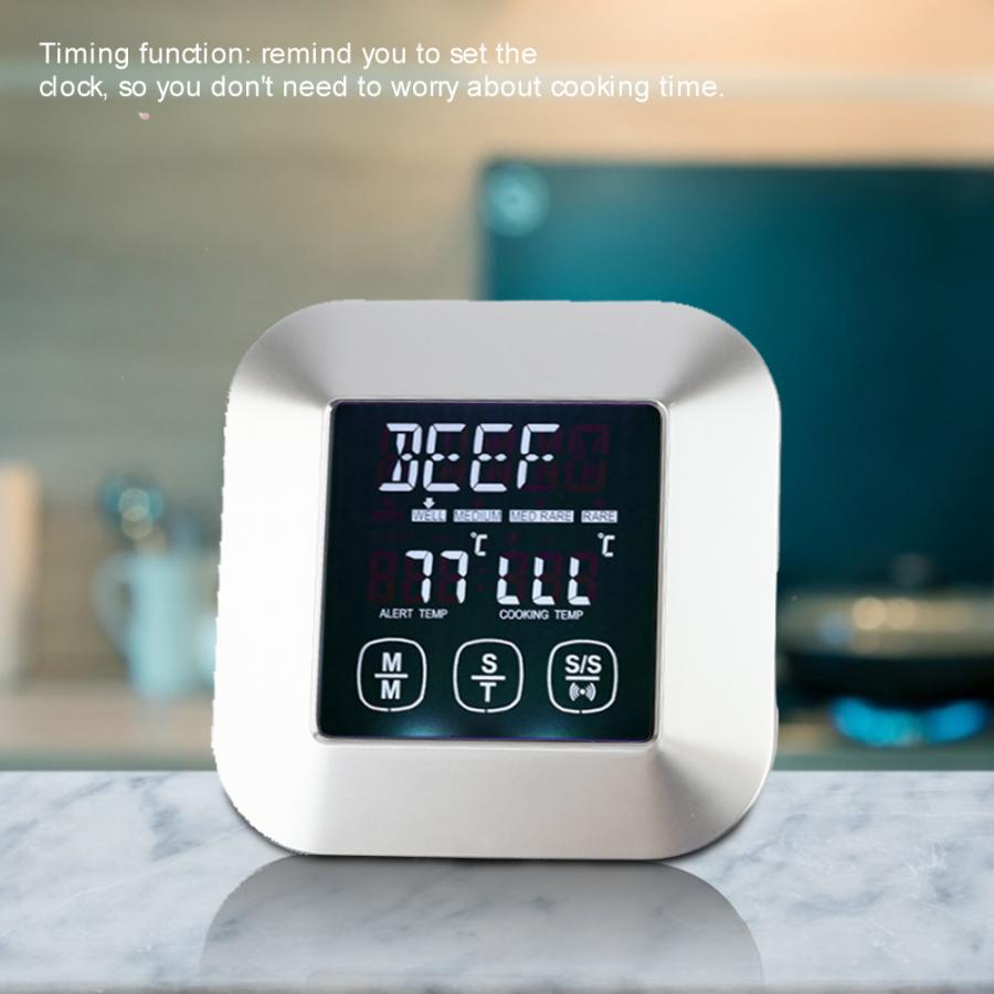 Touch Screen Digital Food Meat Thermometer Cooking Temperature Alarm Tools with Timer Thermometer
