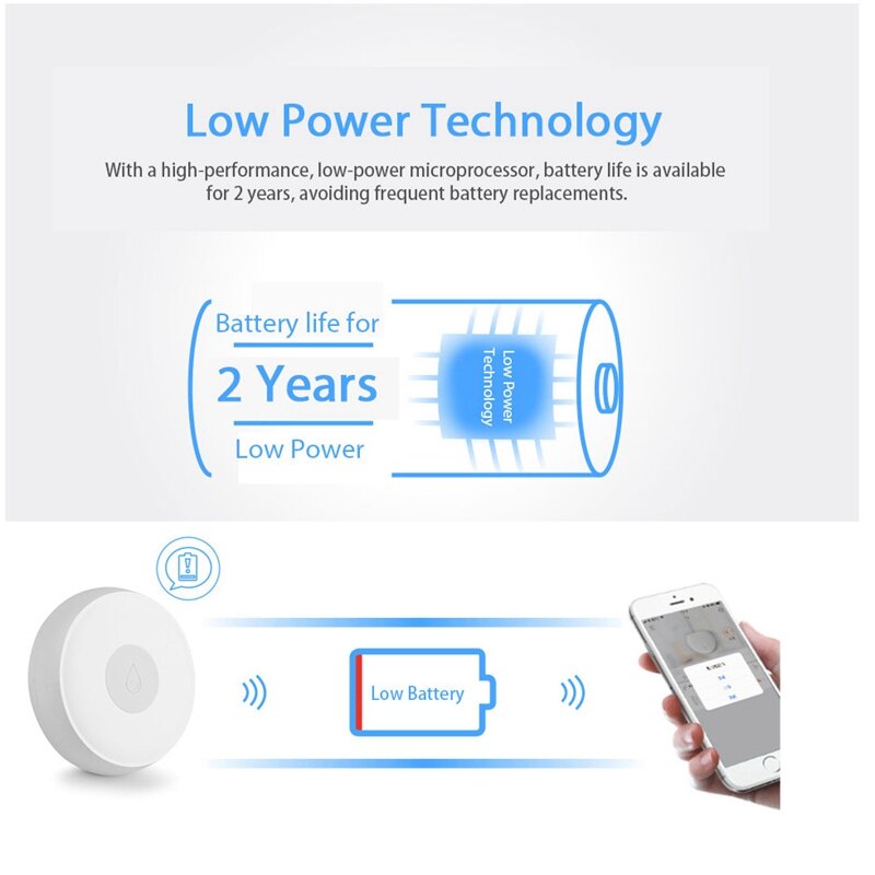 Zigbee Smart Home Water Leak Sensor Wireless Flooding Detector Water Leakage Detection Alert Water Level Overflow Alarm Tuya Sma