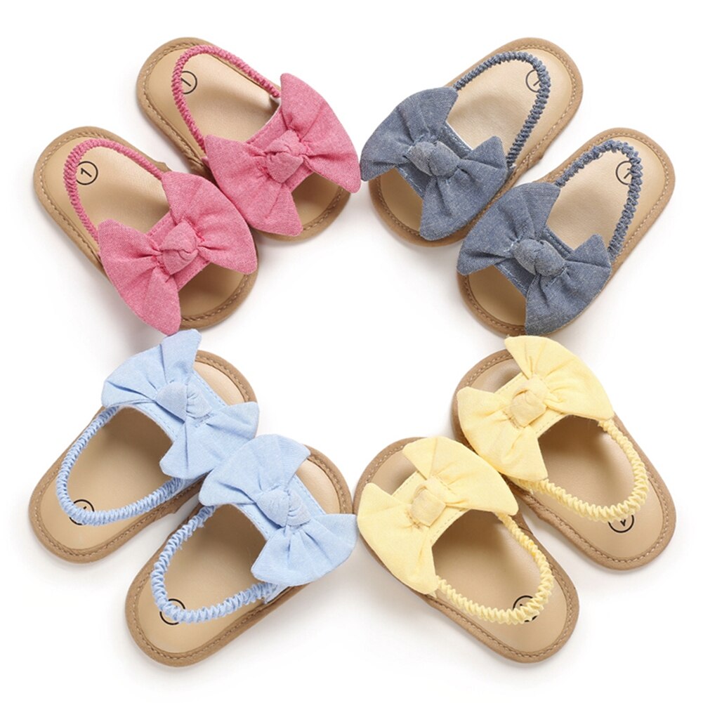 Sandalen babymeisjes strik knoop zomer zachte zool platte prinsessenschoenen baby antislip eerste stappers binnen spelen