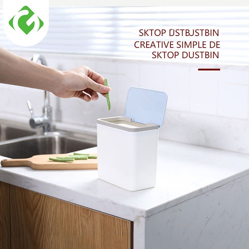 Square Mini Small Waste Bin Desktop Garbage Basket Home Table Plastic Office Supplies Trash Can Dustbin Sundries Barrel Box