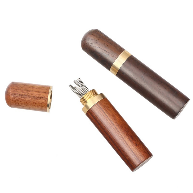 Round Sewing Needle Box DIY Sewing Needle Holder Case Boxes Leather Knitting Embroidery Mending Holder Needles Organizer