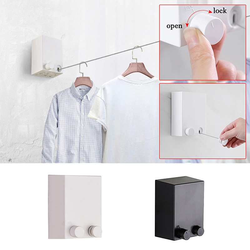 Retractable Clothesline Wall Mounted Clothes Drying Laundry Line Balcony Invisible Drying Rack with Lock To Prevent Sagging