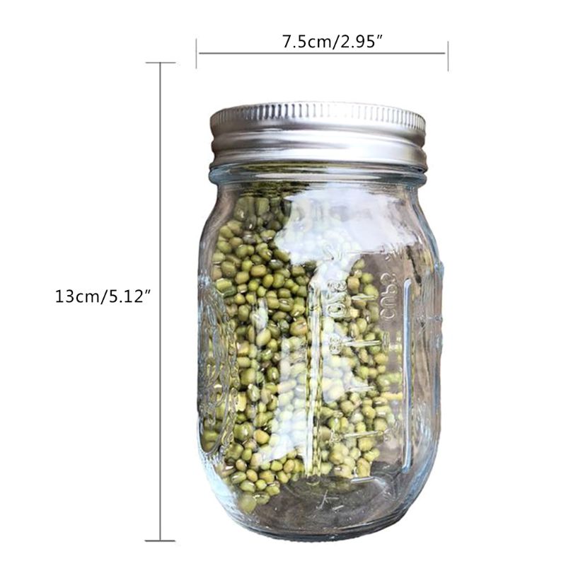 Sprouting Jar with 304 Stainless Steel Screen Lid Wide Mouth Quart Mason Sprouter Germinator for Organic Healthy Fresh Mung
