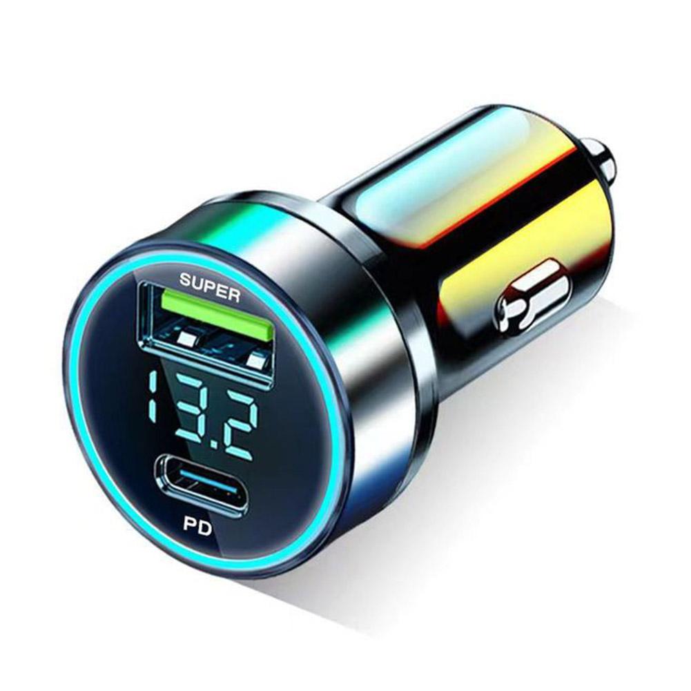 PD 20W chargeur de voiture Type C USB Portable 120W adaptateur de Charge Super rapide pour IPhone 14 Pro Max pour Huawei séparateur allume-cigare de voiture: Or