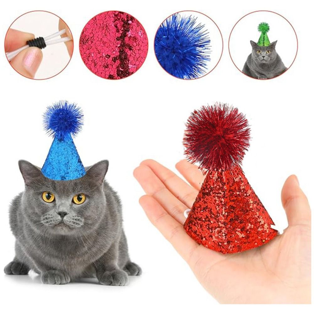 Lot De 10 Mini Chapeaux De Fête à Paillettes Pour Animaux En Peluche - Accessoire Décoratif Pour Anniversaire