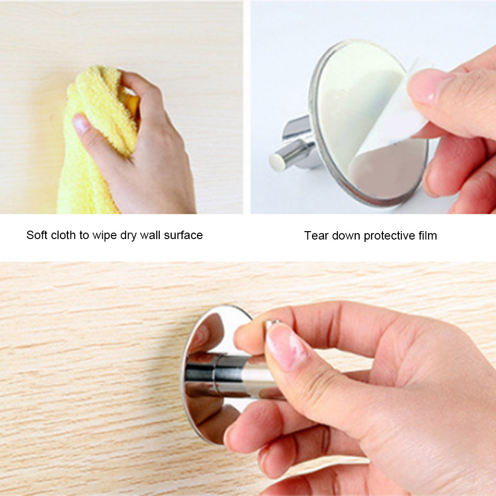 3M Sticker Adhesive Stainless Steel Hooks Wall Door Clothes Coat Hat Hanger Kitchen Bathroom Rustproof Towel Hooks