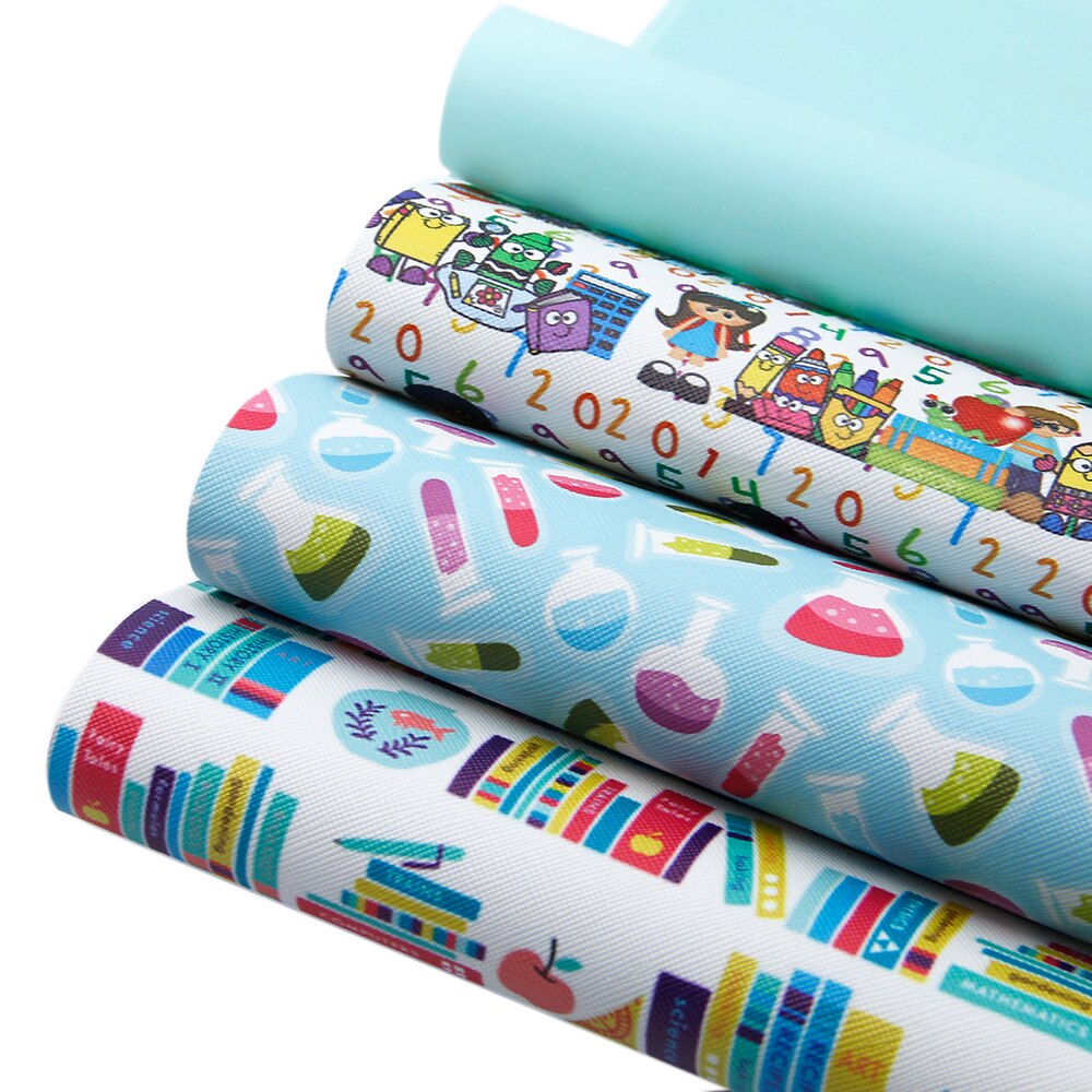 20*34cm 6PCS/Set Back To School abc Synthetic Leather Set Faux Artificial Fabric DIY Sewing Garment HairBow Bag,1Yc7322