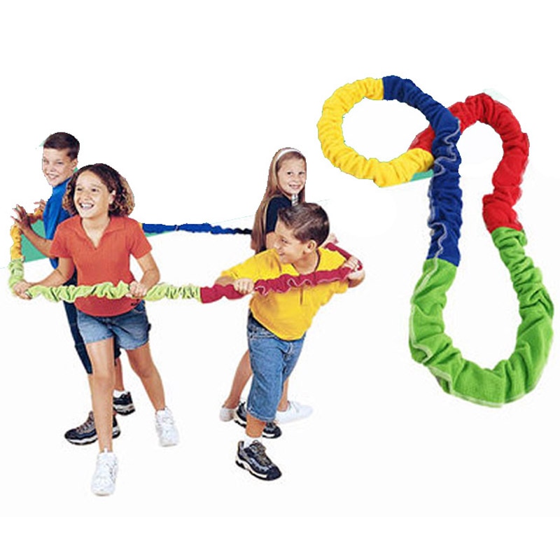 Regenboog Eastic Touw Coöperatieve Stretchy Band Sensorische Integratie Speelgoed Sport Games Voor Kids Kinderen