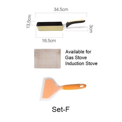 13.5 x 18.5 cm rustfrit stål nonstick stegepande aluminiumslegering køkkengrej pandekage æggegryde dyb gas induktionskomfur grill: Gule sæt b