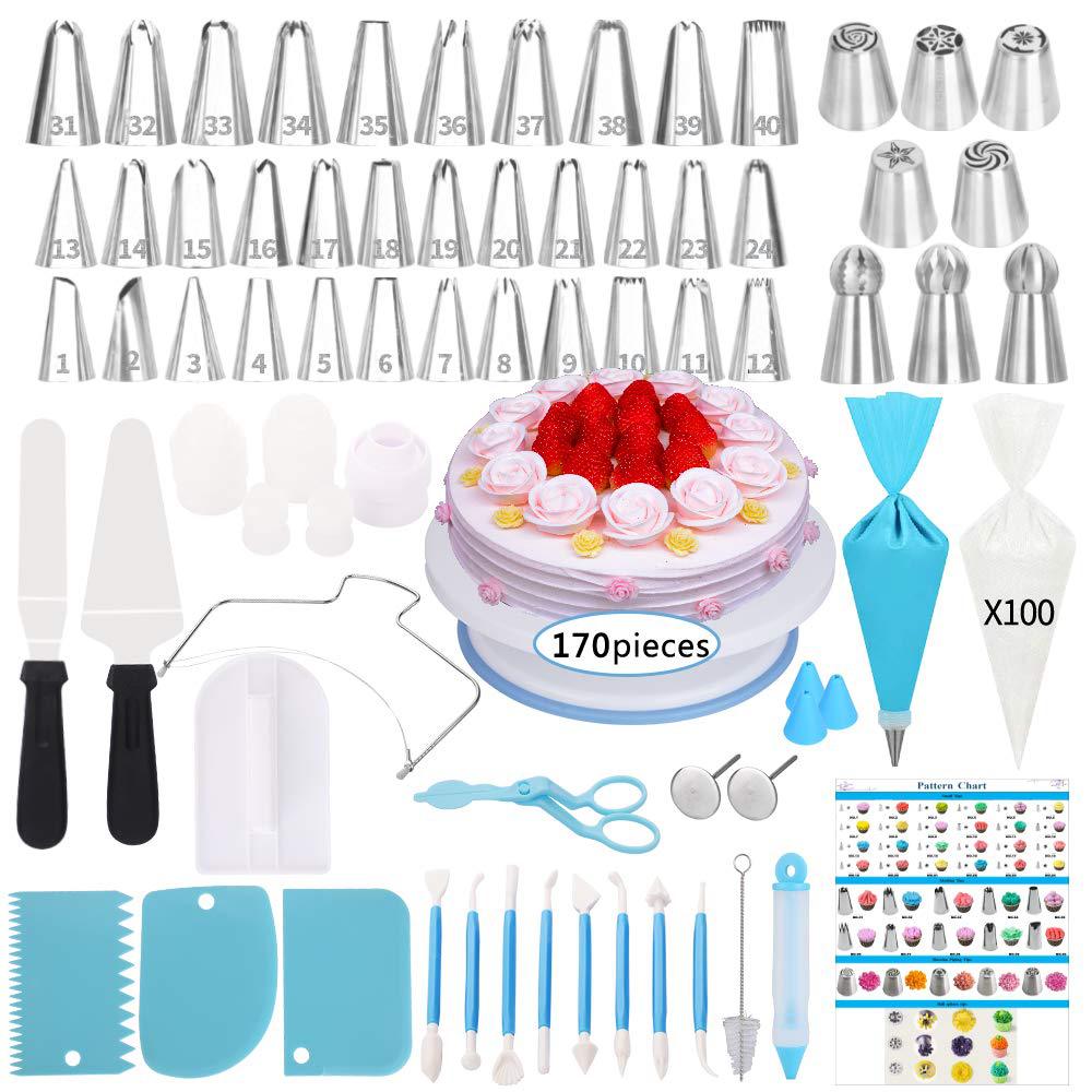170 Stuks Taart Decoreren Leveringen Kit Bakken Set Met Icing Piping Tips & Russische Nozzles Bakvormen Set