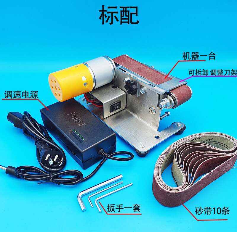 Mini Electric Belt Grinder Sharpener DIY Polishing Grinding Machine Cutter Edges Sharpener with 10pc Belt 110V/220V: Green