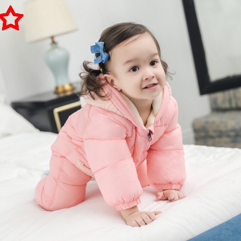 Russia Baby costume rompers Clothes cold Winter Boy Girl Garment Thicken Warm Comfortable Pure Cotton coat jacket kids: Pink / 3M