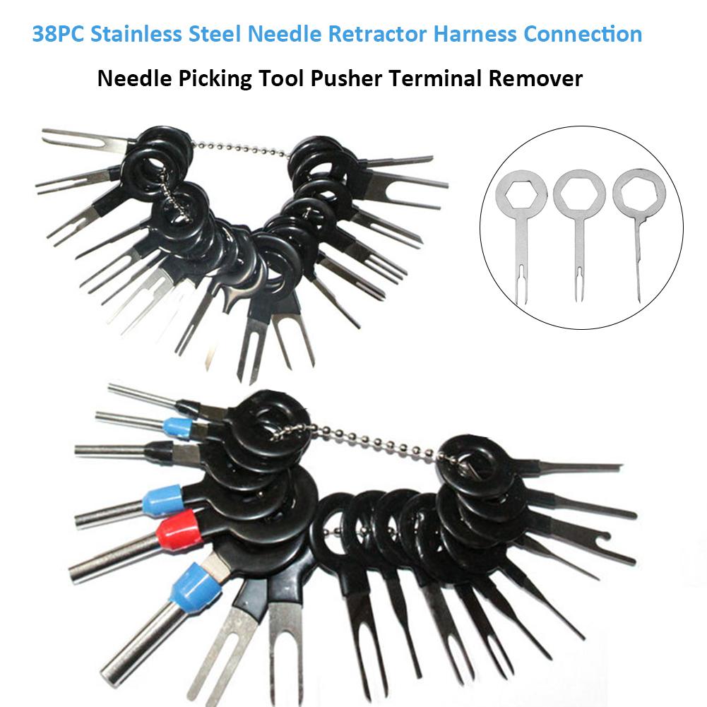 Kit de pinzas de presión para coche, 38 Uds., herramienta de extracción de terminales de enchufe automotriz, pinza de presión para cables, Extractor de clavijas para herramienta de reparación de enchufe de coche