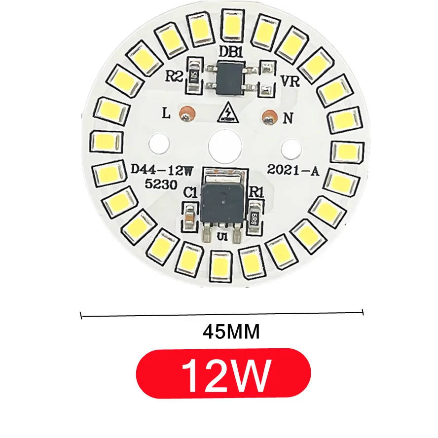 Puce LED pour ampoule 3W 5W 7W 9W 12W 15W SMD 2835 puces d'ampoule rondes LED perles lumineuses AC 220V-240V puce d'ampoule de projecteur d'éclairage: blanc chaud / 38W