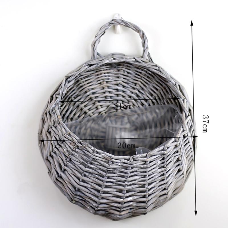 Jardinière fleur tenture murale osier rotin panier intérieur plantes support vigne Pot mural plante panier jardin décoration murale: Big Gray
