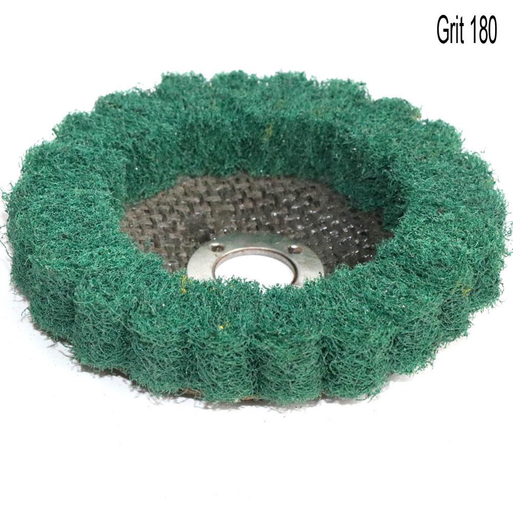 4" inch Scouring pad Buffing Wheel Nylon Fiber Flap Polishing Grinding Disc Non-woven100*16mm for Angle Grinder: 4pc / Green Grit 180