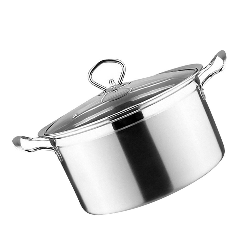 1Pc Induction Cooker Gas Cooker Universal Pot Soup Pot Bottom Stainless Steel Anti - Overflow Anti - Stick Pot(Silver)