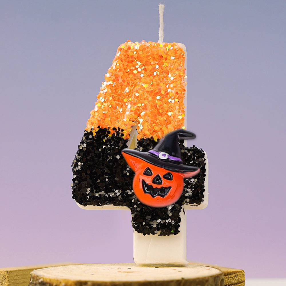 Świece urodzinowe na Halloween Jesienne dekoracje na imprezę tematyczną Halloween Żółty kolor Brokatowa świeczka urodzinowa dla dzieci: Ciemny khaki
