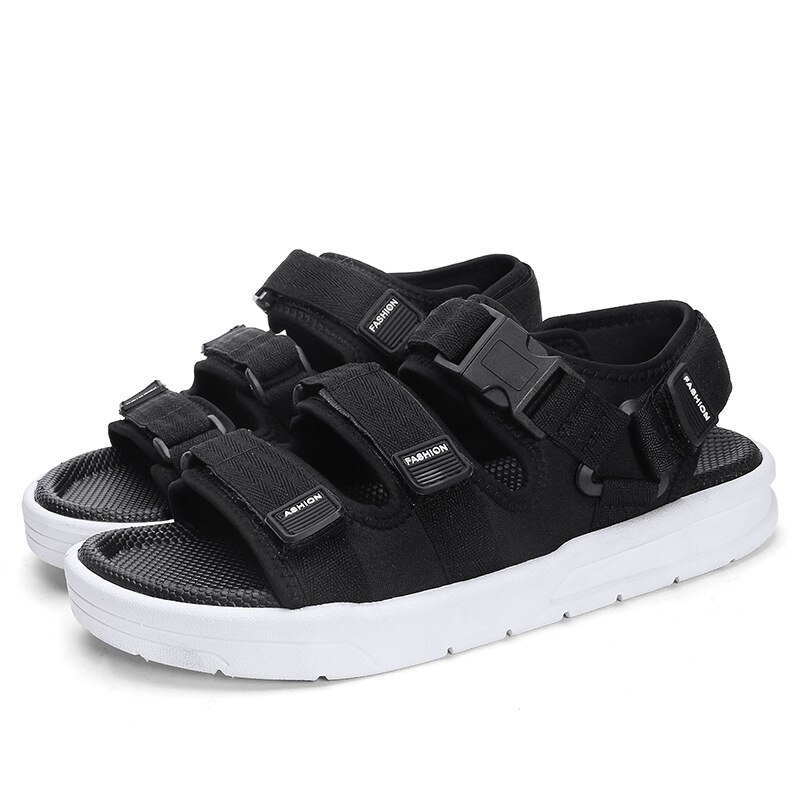 Sandales homme chaussures gladiateur homme sandales romaines homme chaussures été tongs gris noir sandales plates grande taille: Black / 11