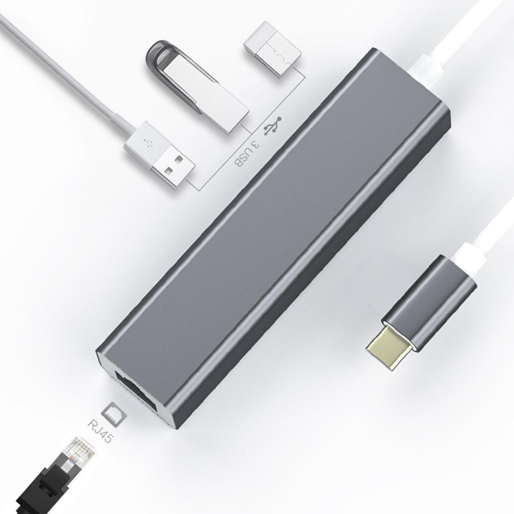 S81-U3-C Mulit Ports Zinn-beschichtete Kupfer Leiter für PVC Typ-C Männlichen zu RJ45 3 USB 3,0 Weibliche computer USB-C Splitter