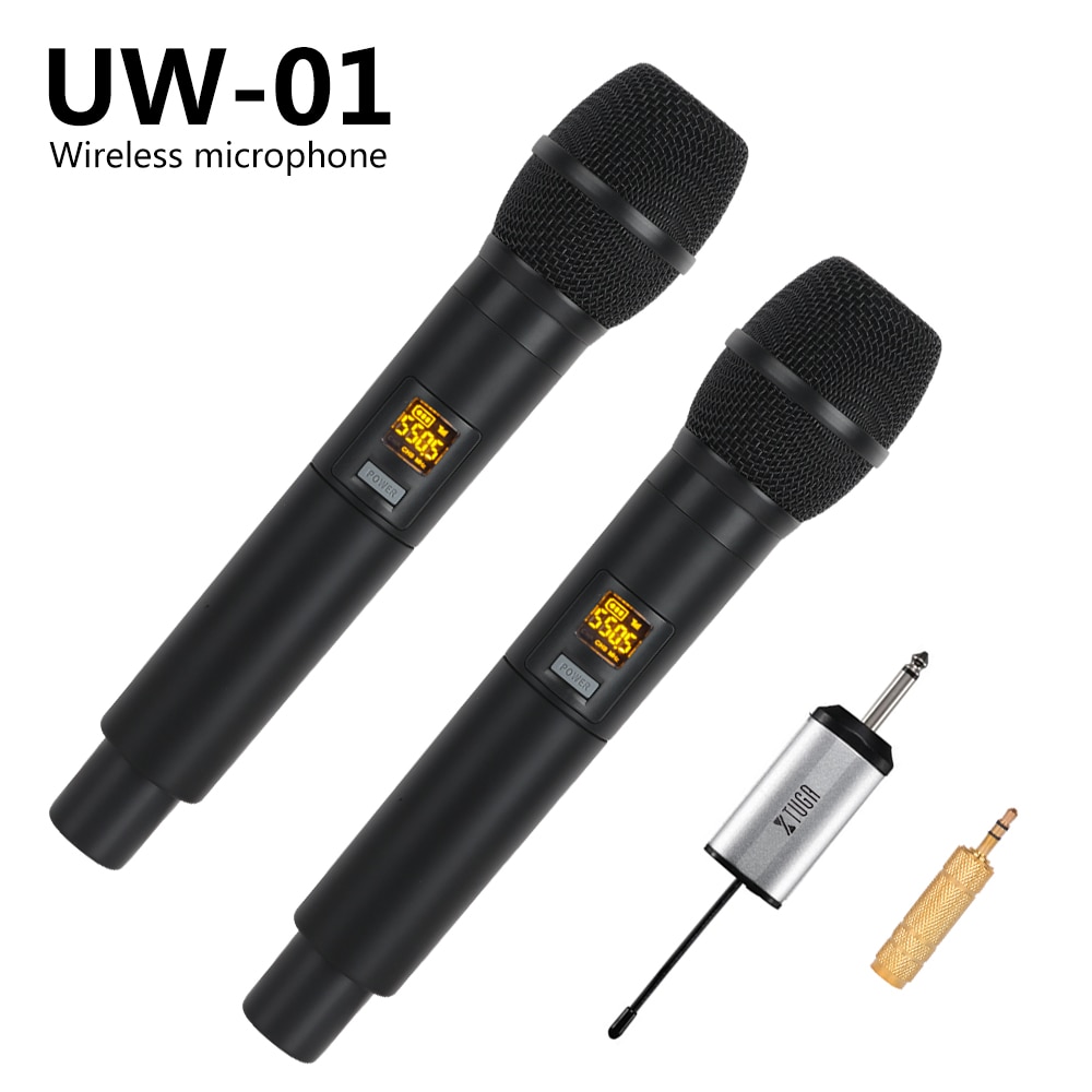 Wireless Microphone System UHF Automatic Handheld Microphone Frequency Adjustable 46M Receive
