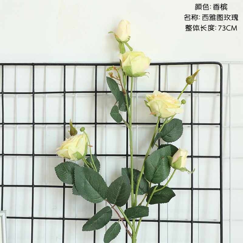 Rose Imitation Flowers INS-Style Home Decoration Wedding Boquet Holder Wall Plant Wall Artificial Flower Dy1-3506: Champagne