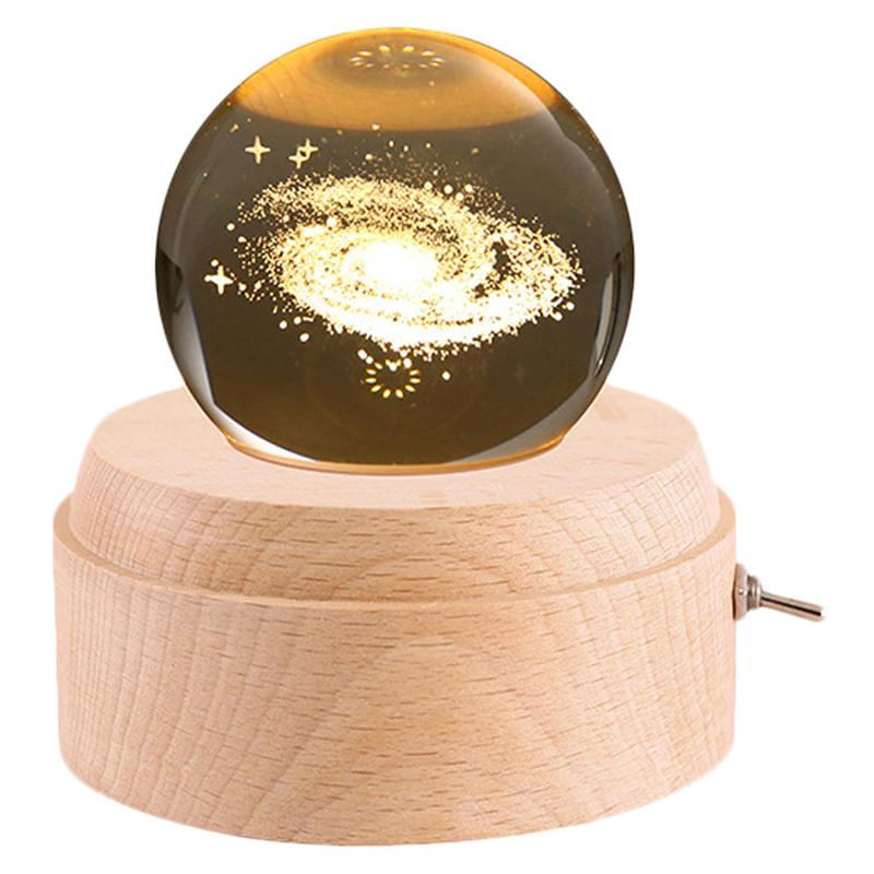 1 bola de cristal giratoria luminosa caja de música de madera bola de cristal adorno bola de cristal manualidades cumpleaños navidad de Año