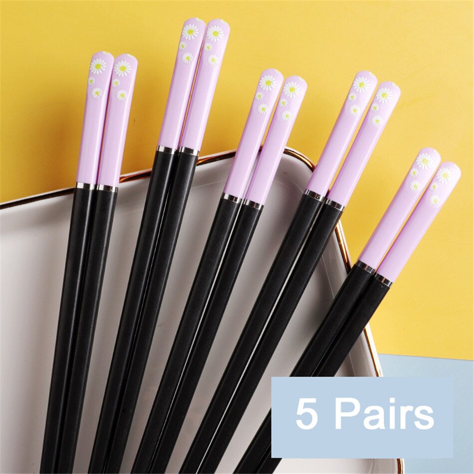 Japanese Style Household Chopsticks Color Antibacterial Alloy Chopsticks Non-mold Nail Chopsticks Tableware: Purple black