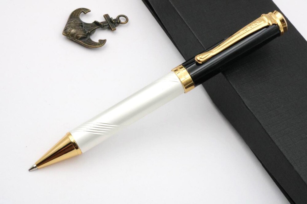 Jinhao 500 Parel Wit Met Zilveren Gouden Trim Metalen Balpen
