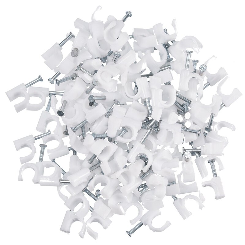 300 Pieces Of White Cable Staples Clip Wall Wire Nail Fixture For Ethernet Cable Rg6 Rg59 Cat5 Cat6 Rj45 Tv Wire Cable 7Mm