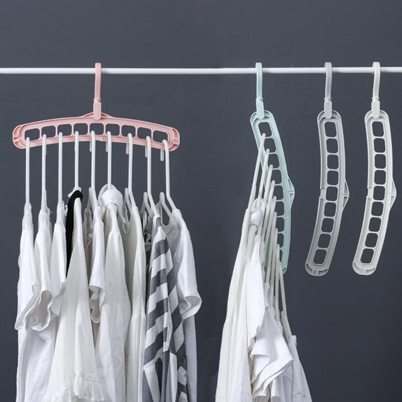 Cintre pliant à 9 trous | Horizontal Vertical rotatif, support de rangement des vêtements à double usage, support de cintre, étagère organisateur de garde-robe