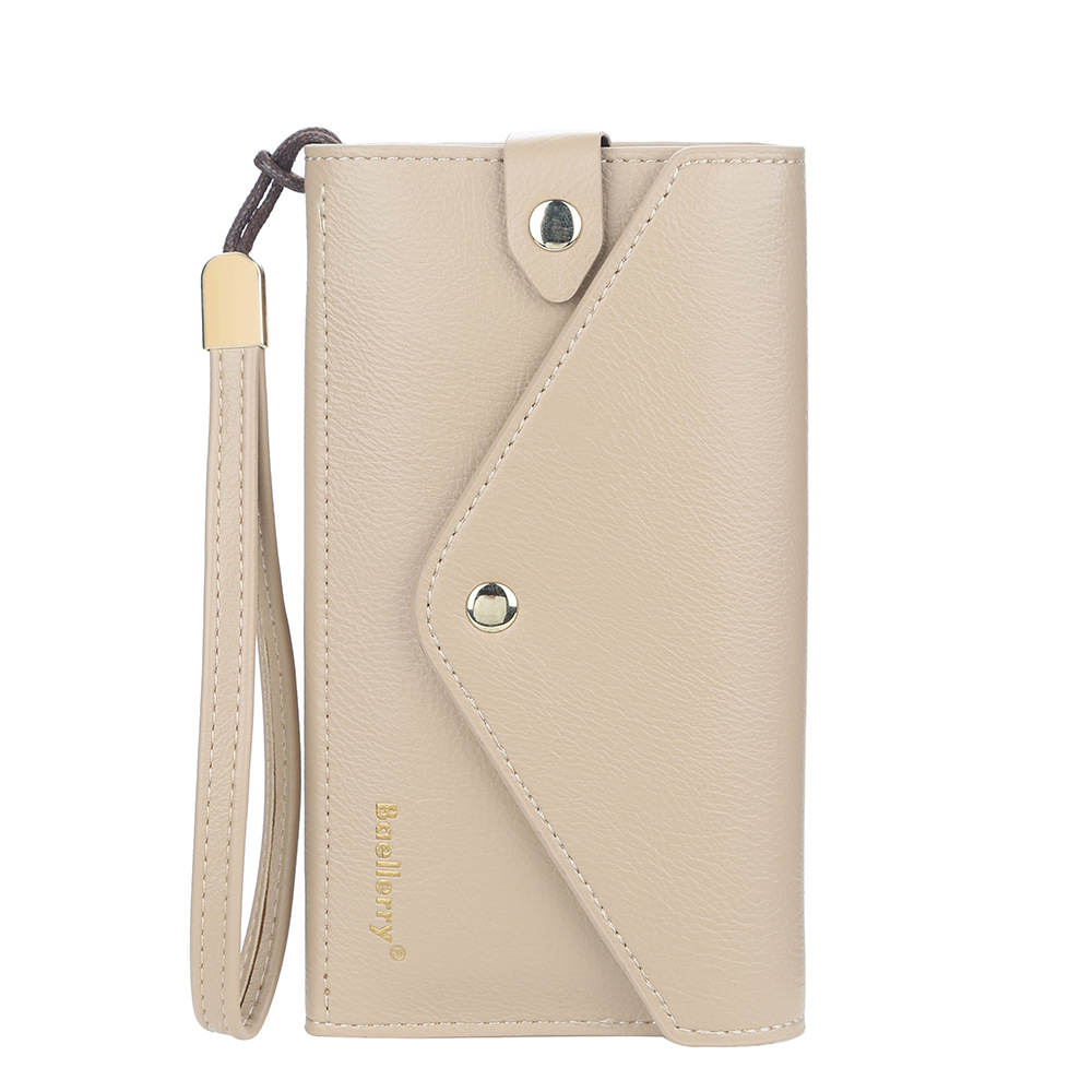 Baellerry Vrouwen Portemonnee Rode Lange Portemonnee Met Hasp Meisje Grote Capaciteit Portemonnees En Tassen Dames Clutch Portemonnee Met hand Strap: beige
