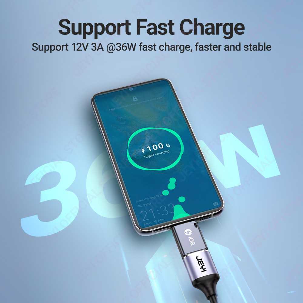 JEYI USB 3.2 to Type C OTG 10G Adapter, 36W Fast Charge Type C to USB 3.2 Converter, Male C to C 40Gbps Support Thunderbolt 3