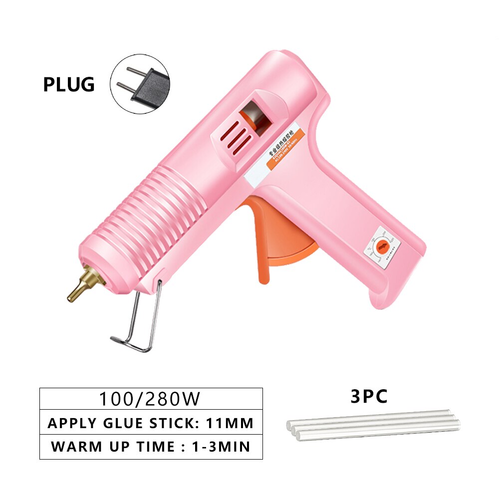 TAITU DIY Melt Glue Guns with 11*100MM Adhesive Stick Silicone Guns Industrial Electric Repair Heat Temperature Tools: Pink 3pc