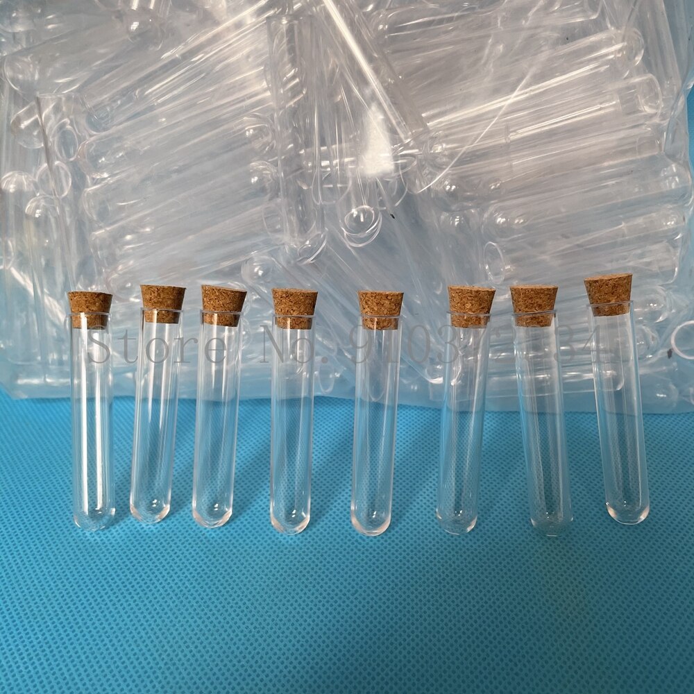Tubes à essai en plastique Transparent avec bouchons, bouteille de bonbons de fête à fond rond, flacon de mariage, 100 pièces, 12x60mm
