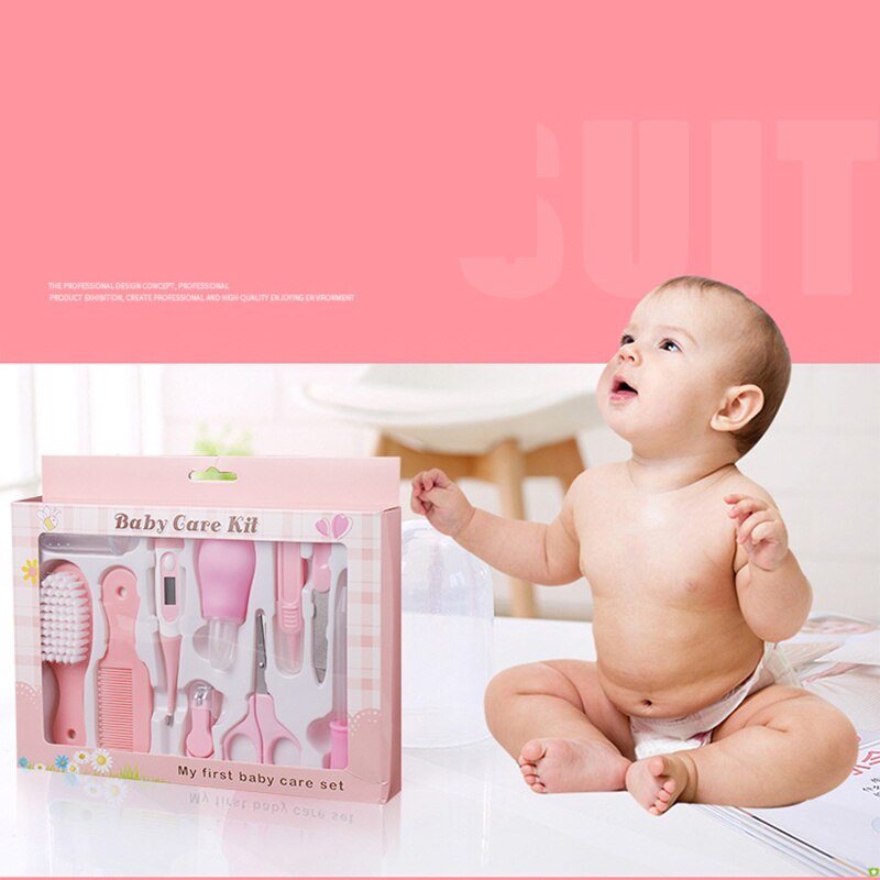 10Pcs Baby Nail Trimmer Clipper Schaar Thermometer Haar Borstel Kam Grooming Dagelijks Handige Kit Manicure Baby Nail Care Set