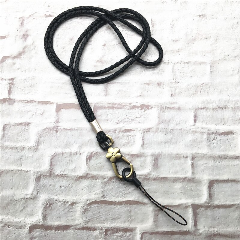 Soft Braided Lanyard Bronze Buckle Lanyard for keys ID Card Gym Mobile Phone Straps USB badge holder DIY Hang Rope: black 01