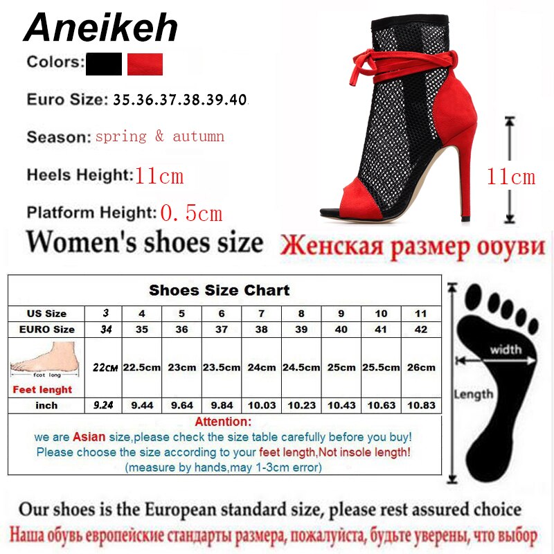 Aneikeh couleur assortie maille bottines été dames bout pointu talons hauts pieds nu sangles chaussures Stiletto
