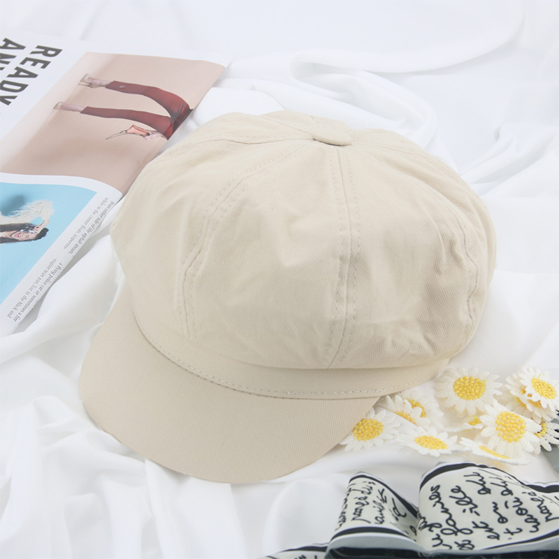 Sombrero de boina octogonal Para Mujer, Boina blanca y negra, , otoño e invierno, Boina a la: white