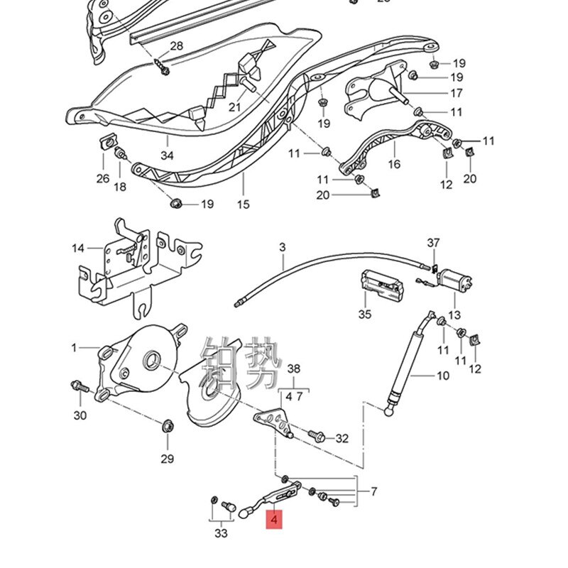 Car Push rod assembly 2007-Por sch eBo xst er2 Gen erat Ceiling support rod Convertible support rod Push rod Sunroof bracket