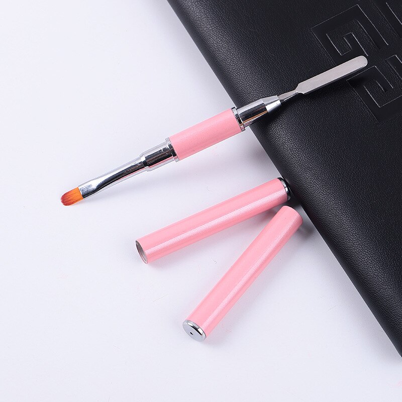 1Pcs Dual Ended Nail Art Acrylic UV Gel Extension Builder Flower Painting Pen Brush UV Gel Remover Spatula Stick Manicure Tool: 02