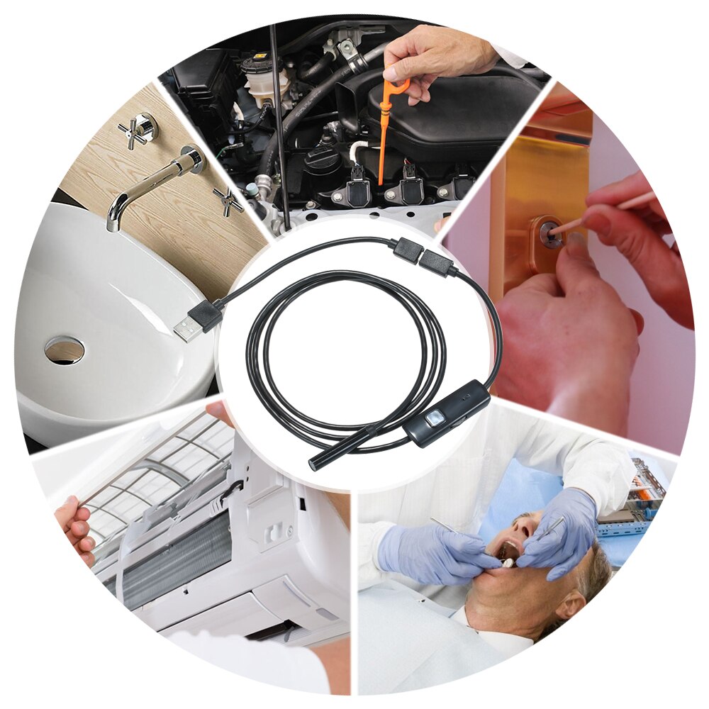 1/2/5M Endoscope Camera 7MM 6 LED Lens 5m Waterproof Inspection Borescope Mini Camera Snake Tube OTG USB Camera Inspection