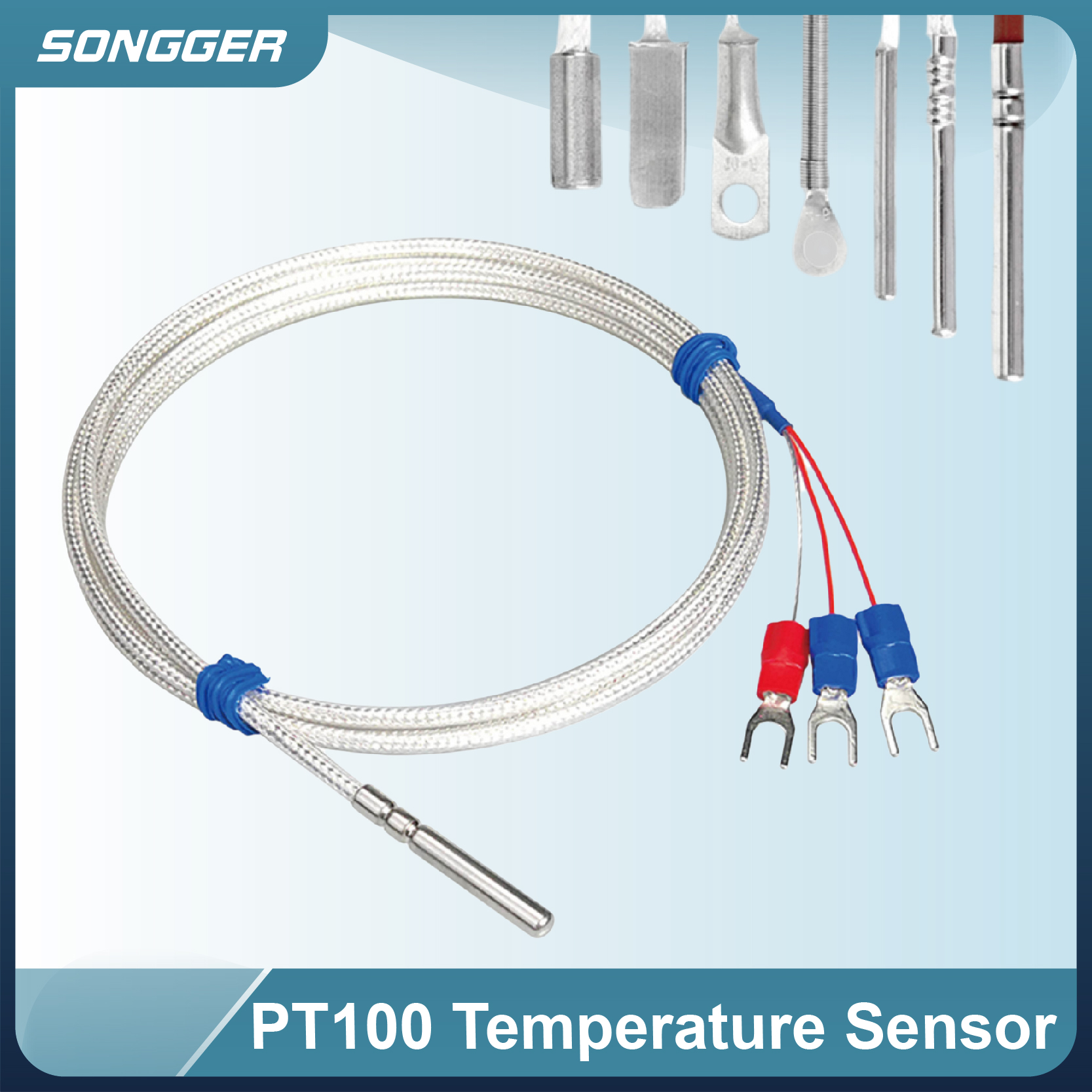 PT100 Temperature Sensor Waterproof Stainless Steel Probe High Temp RTD Platinum Resistance Thermometer Industrial Use