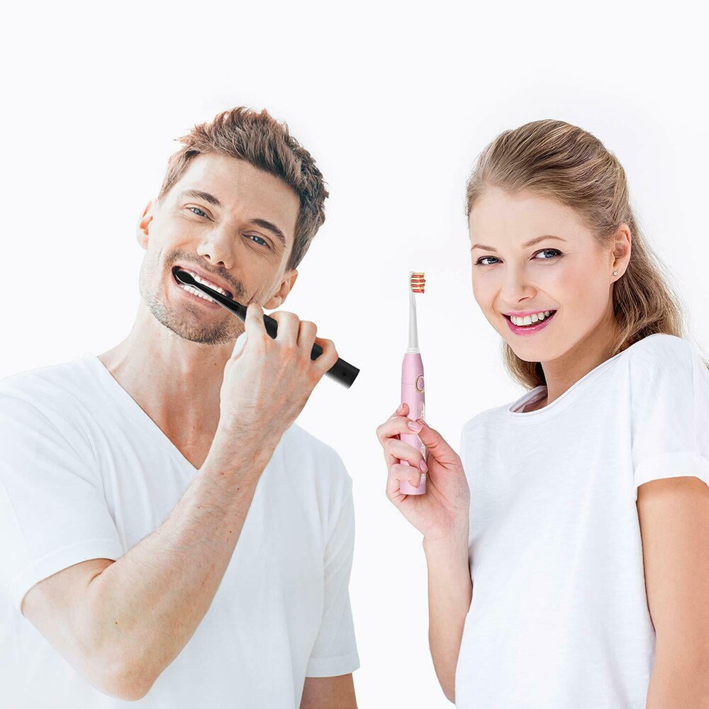 Fairywill Sonic Electric Toothbrush Rechargeable Smart Timer 5 Modes USB Charger Cleaning Brush Replacement 3 Brush Heads Adult